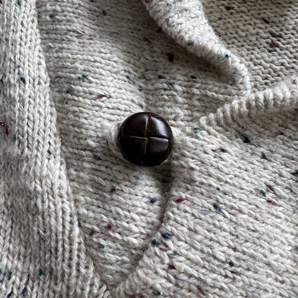 Vtg 90s Northern Reflections cream speckled button collar wool grandpa sweater - Picture 7 of 9